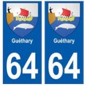 64 Guéthary placa etiqueta de registro de la ciudad