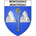 Pegatinas escudo de armas de Montagnac-Montpezat adhesivo de la etiqueta engomada