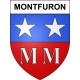 Pegatinas escudo de armas de Montfuron adhesivo de la etiqueta engomada