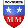 Pegatinas escudo de armas de Montfuron adhesivo de la etiqueta engomada
