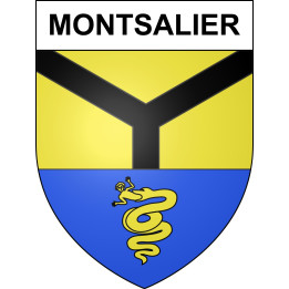 Pegatinas escudo de armas de Montsalier adhesivo de la etiqueta engomada