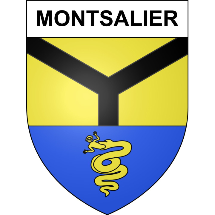 Pegatinas escudo de armas de Montsalier adhesivo de la etiqueta engomada