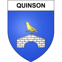 Pegatinas escudo de armas de Quinson adhesivo de la etiqueta engomada