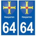 64 Hasparren autocollant plaque immatriculation ville