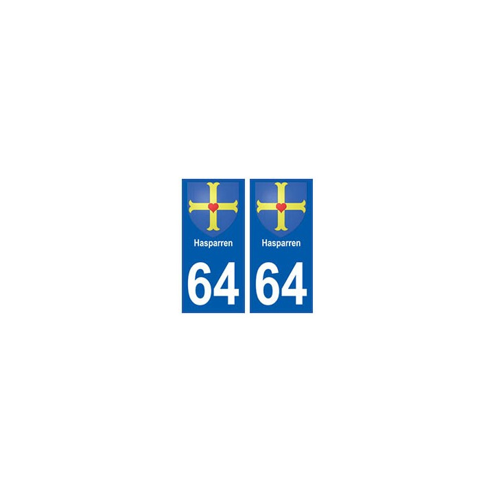 64 Hasparren autocollant plaque immatriculation ville