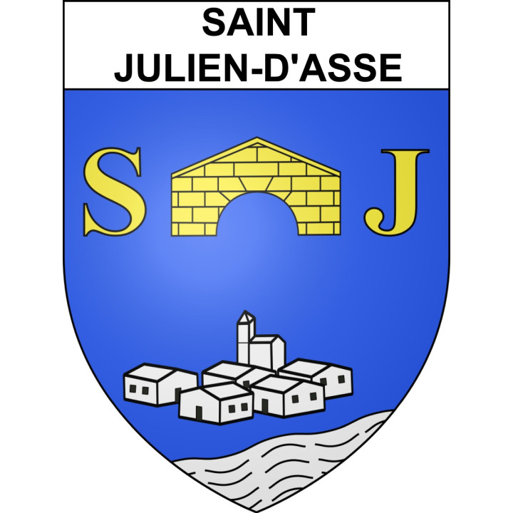 Pegatinas escudo de armas de Saint-Julien-d'Asse adhesivo de la etiqueta engomada