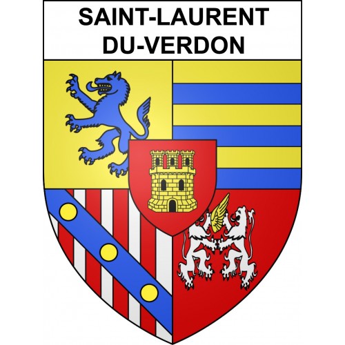 Pegatinas escudo de armas de Saint-Laurent-du-Verdon adhesivo de la etiqueta engomada