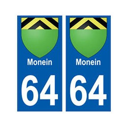 64 Monein autocollant plaque immatriculation ville