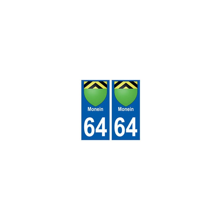 64 Monein autocollant plaque immatriculation ville
