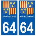 64 Saint-Pée-sur-Nivelle placa etiqueta de registro de la ciudad