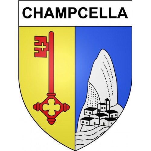 Pegatinas escudo de armas de Champcella adhesivo de la etiqueta engomada