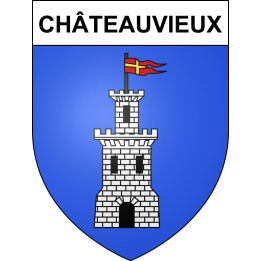 Pegatinas escudo de armas de Châteauvieux adhesivo de la etiqueta engomada