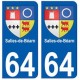 64 Salies-de-Béarn autocollant plaque immatriculation ville