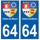 64 Salies-de-Béarn autocollant plaque immatriculation ville