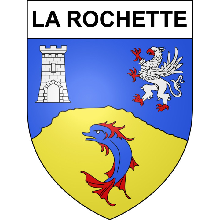 Pegatinas escudo de armas de La Rochette adhesivo de la etiqueta engomada
