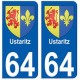 64 Ustaritz autocollant plaque immatriculation ville