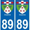 89 Ouanne autocollant 26700 plaque immatriculation auto ville