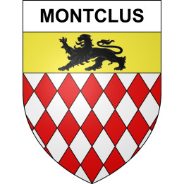Pegatinas escudo de armas de Montclus adhesivo de la etiqueta engomada