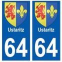 64 Ustaritz autocollant plaque immatriculation ville