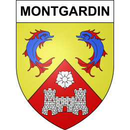 Pegatinas escudo de armas de Montgardin adhesivo de la etiqueta engomada