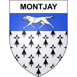 Pegatinas escudo de armas de Montjay adhesivo de la etiqueta engomada