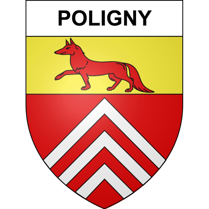 Pegatinas escudo de armas de Poligny adhesivo de la etiqueta engomada
