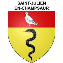 Pegatinas escudo de armas de Saint-Julien-en-Champsaur adhesivo de la etiqueta engomada