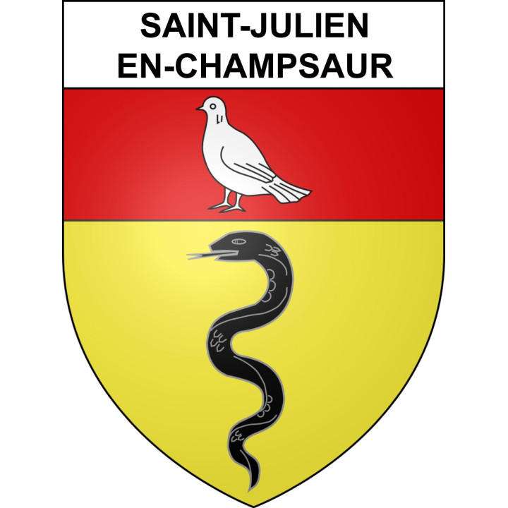 Pegatinas escudo de armas de Saint-Julien-en-Champsaur adhesivo de la etiqueta engomada