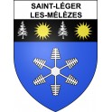 Pegatinas escudo de armas de Saint-Léger-les-Mélèzes adhesivo de la etiqueta engomada