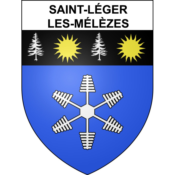 Pegatinas escudo de armas de Saint-Léger-les-Mélèzes adhesivo de la etiqueta engomada