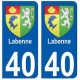 40 Labenne autocollant plaque blason armoiries stickers département ville