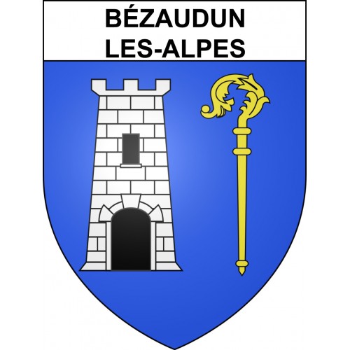 Pegatinas escudo de armas de Bézaudun-les-Alpes adhesivo de la etiqueta engomada