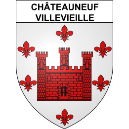 Pegatinas escudo de armas de Châteauneuf-Villevieille adhesivo de la etiqueta engomada