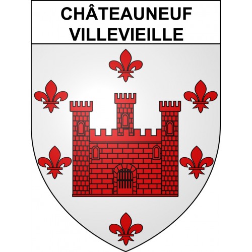 Pegatinas escudo de armas de Châteauneuf-Villevieille adhesivo de la etiqueta engomada
