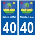 40 Moliets-et-Maa de la etiqueta engomada de la placa de escudo de armas el escudo de armas de pegatinas departamento de la ciud