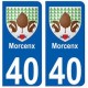 40 Morcenx autocollant plaque blason armoiries stickers département ville