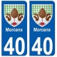 40 Morcenx autocollant plaque blason armoiries stickers département ville