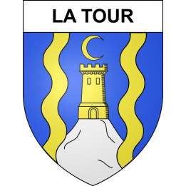 Pegatinas escudo de armas de La Tour adhesivo de la etiqueta engomada