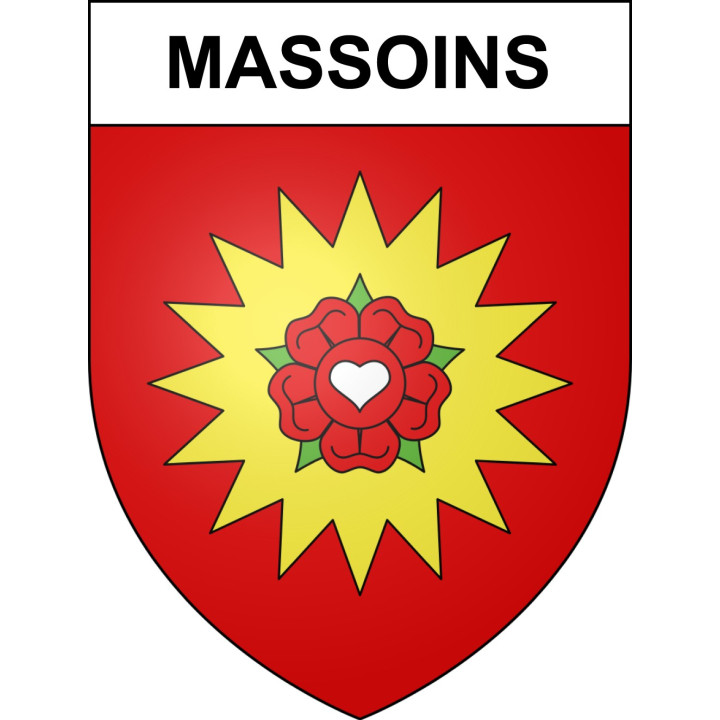 Pegatinas escudo de armas de Massoins adhesivo de la etiqueta engomada