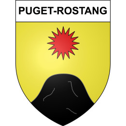Pegatinas escudo de armas de Puget-Rostang adhesivo de la etiqueta engomada