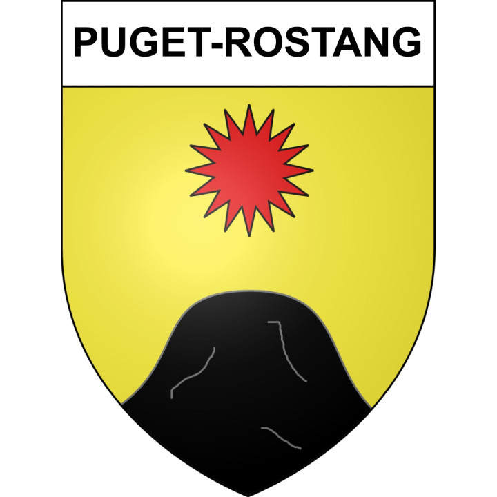 Pegatinas escudo de armas de Puget-Rostang adhesivo de la etiqueta engomada