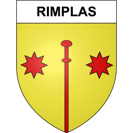 Pegatinas escudo de armas de Rimplas adhesivo de la etiqueta engomada