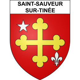 Pegatinas escudo de armas de Saint-Sauveur-sur-Tinée adhesivo de la etiqueta engomada