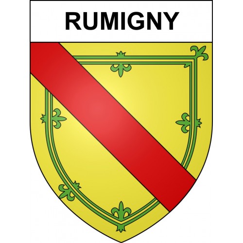 Pegatinas escudo de armas de Rumigny adhesivo de la etiqueta engomada