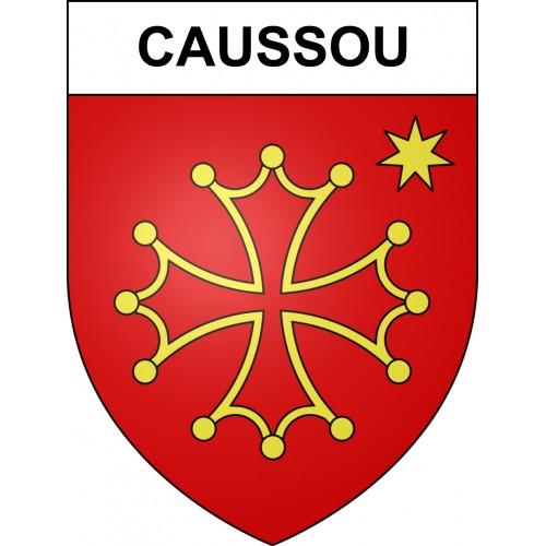 Pegatinas escudo de armas de Caussou adhesivo de la etiqueta engomada