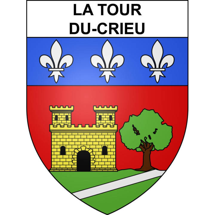 Pegatinas escudo de armas de La Tour-du-Crieu adhesivo de la etiqueta engomada