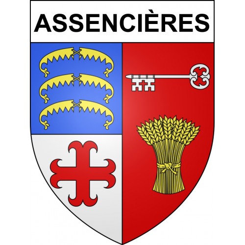 Pegatinas escudo de armas de Assencières adhesivo de la etiqueta engomada