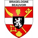 Pegatinas escudo de armas de Bragelogne-Beauvoir adhesivo de la etiqueta engomada