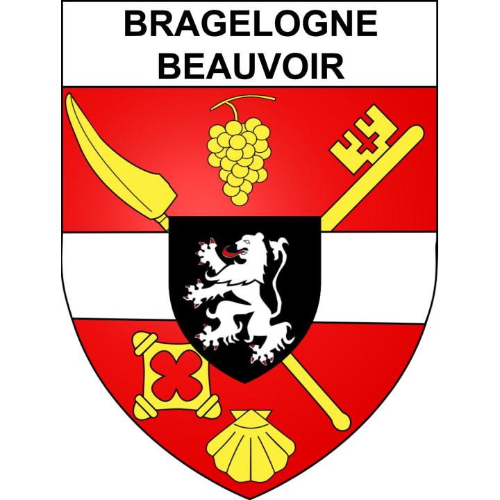 Pegatinas escudo de armas de Bragelogne-Beauvoir adhesivo de la etiqueta engomada