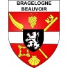 Pegatinas escudo de armas de Bragelogne-Beauvoir adhesivo de la etiqueta engomada